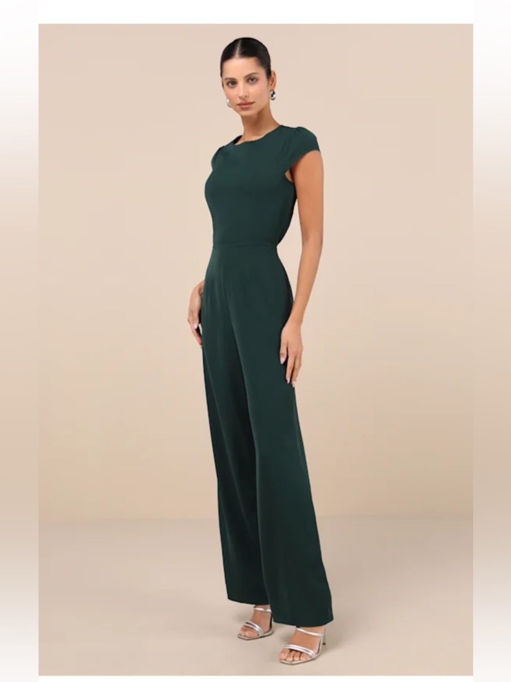 Lulu's Dark Green Cap Sleeve Jumpsuit - Picture 8 of 8